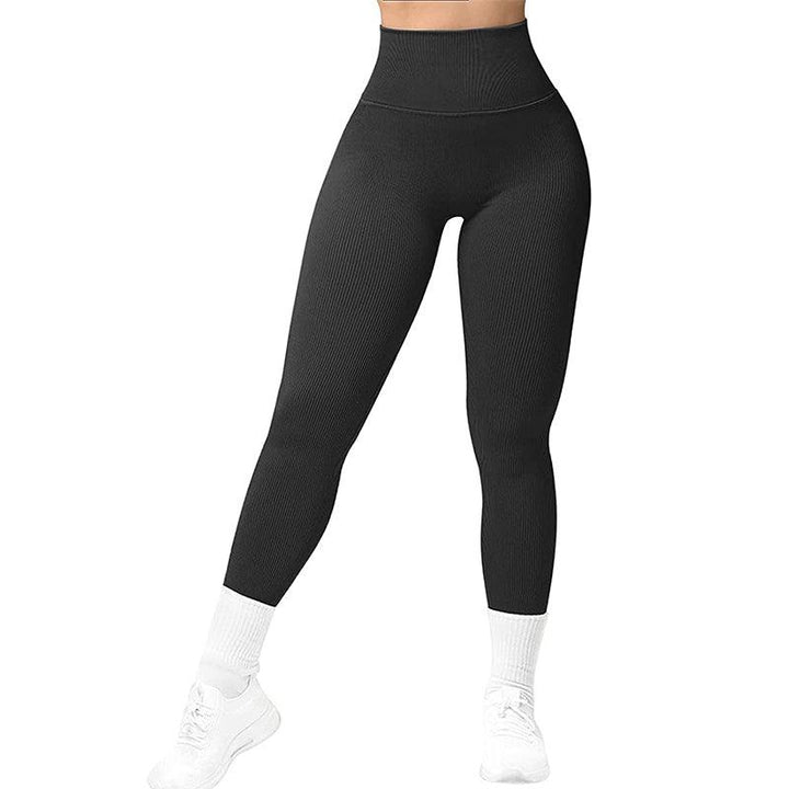 High Waist Seamless Leggings Threaded Knitted Fitness Pants Solid Women's Slimming Sports Yoga Pants Elastic Running Sport Leggings - Trendha
