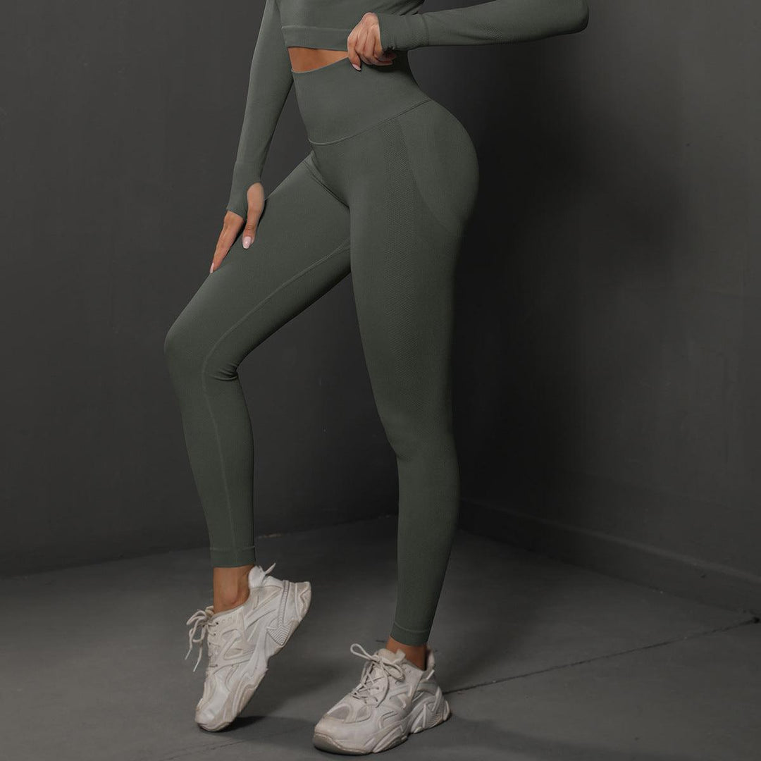 High Waist Seamless Yoga Pants Women's Solid Color Full Length Leggings Fitness Hip Up Running Sport Gym Legging Outfits - Trendha