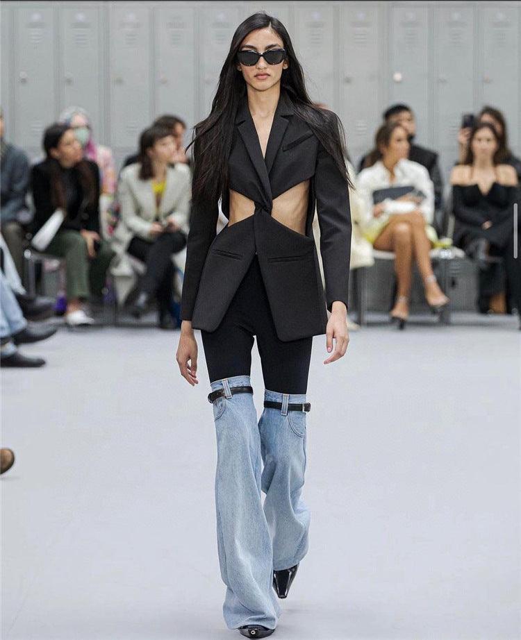 High Waist Straight Wide Leg Senior Personality Chic Pants For Women - Trendha