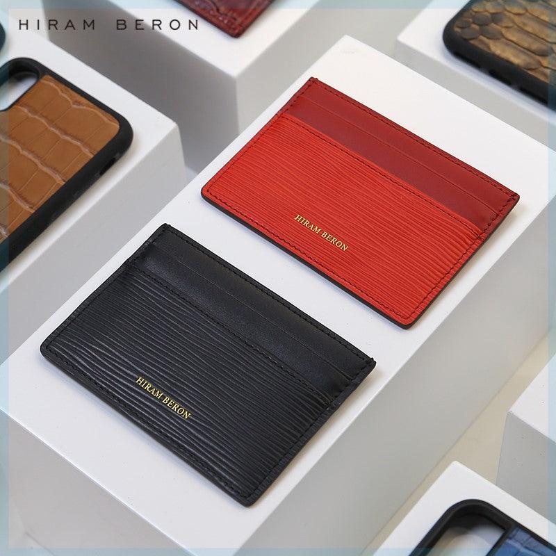 Hiram Beron Monogrammed Leather Card Holder Real Leather Sli - Trendha