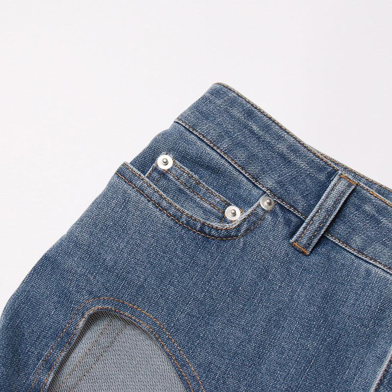 Hollow Irregular Patchwork Jeans Woman - Trendha
