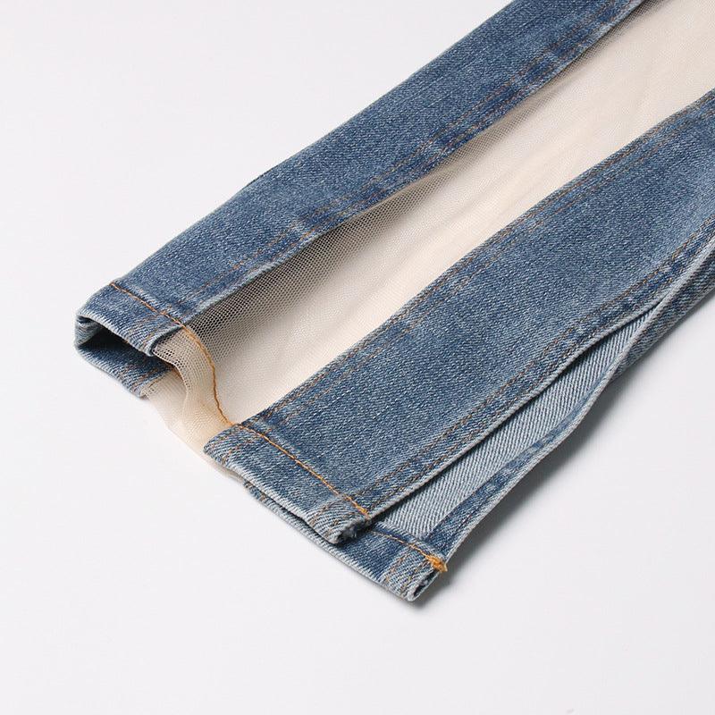 Hollow Irregular Patchwork Jeans Woman - Trendha