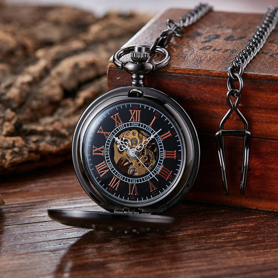 Hollow Relief Mechanical Large Pocket Watch - Trendha