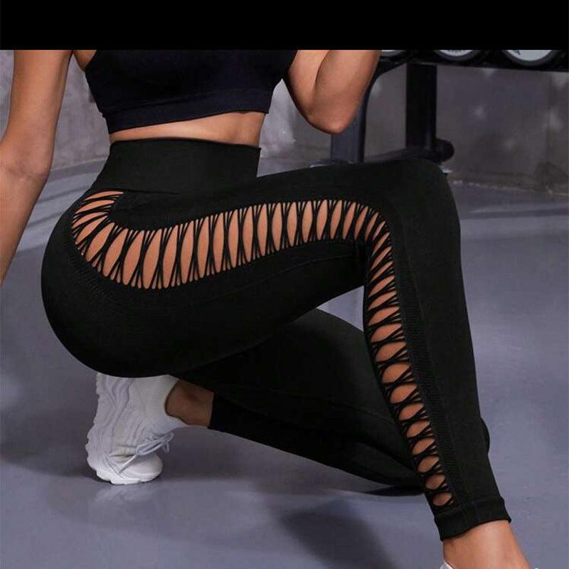 Hollow Tie Dye Printed Yoga Pants High Waist Butt Lift Seamless Sports Gym Fitness Leggings Slim Pants For Women Tight Trousers - Trendha