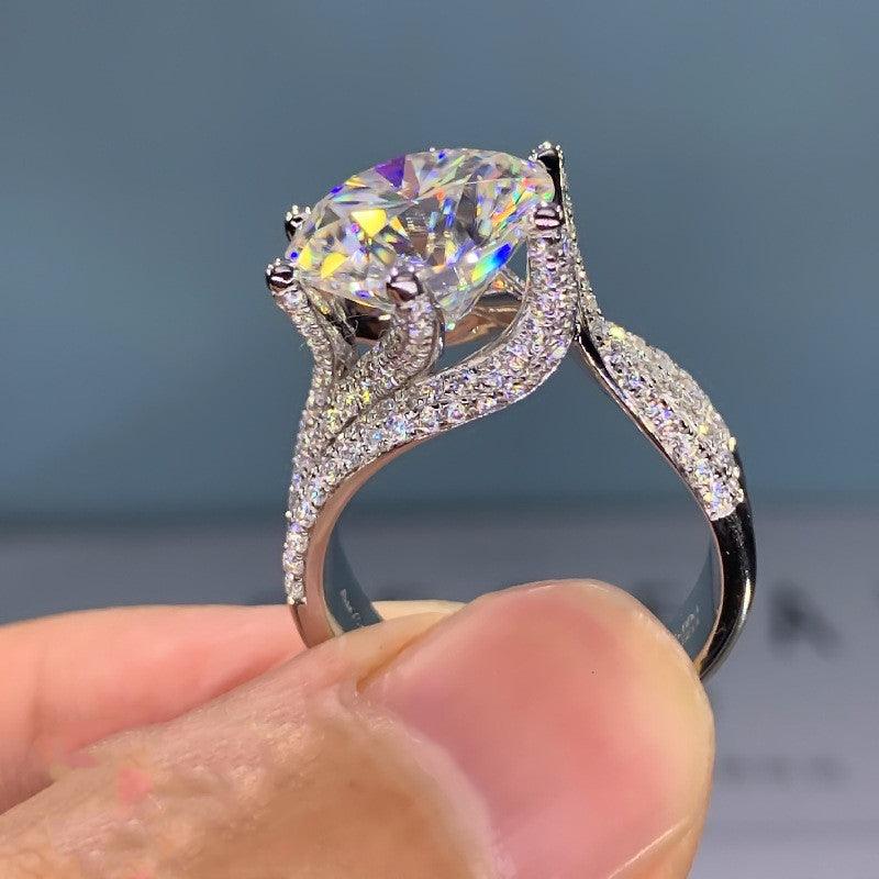 Silver Ring with Clear Round Center Stone