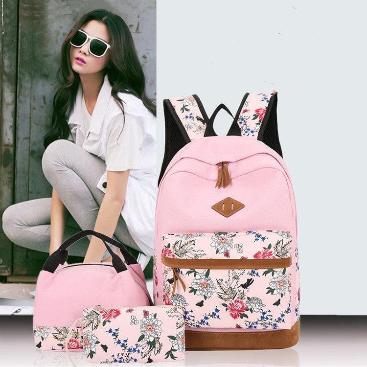 Japanese Style Backpack With Floral Shoulders