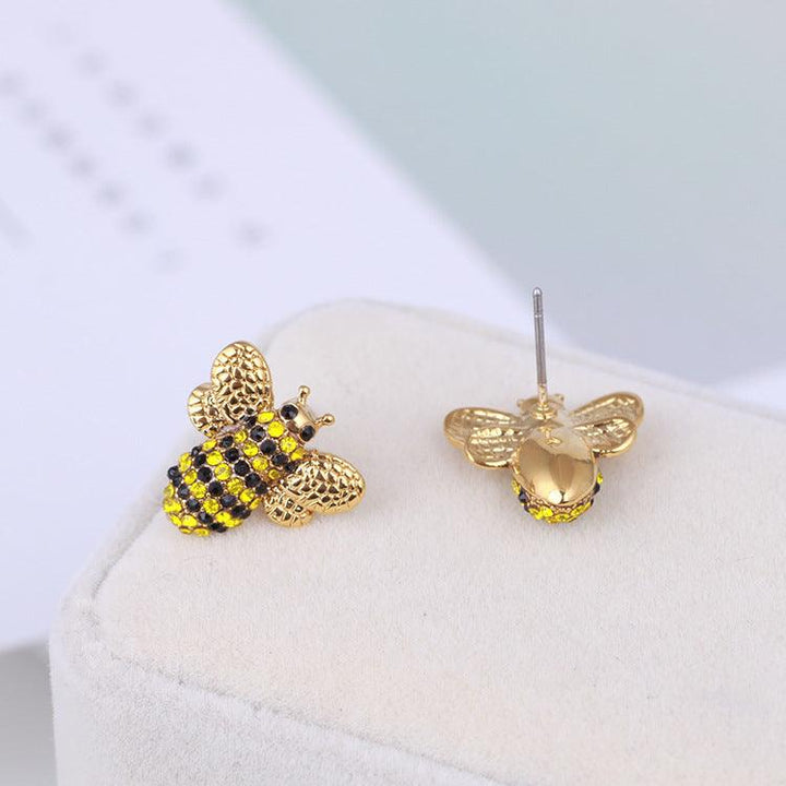 Jewelry Three-dimensional Diamond Cute Bee Stud Earrings - Trendha
