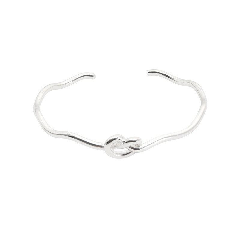 Knotted Heart Wave S925 Sterling Silver Bracelet - Trendha