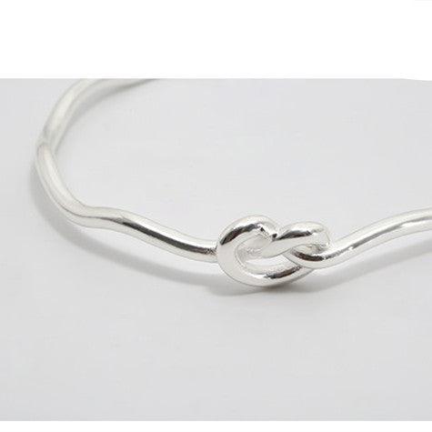 Knotted Heart Wave S925 Sterling Silver Bracelet - Trendha