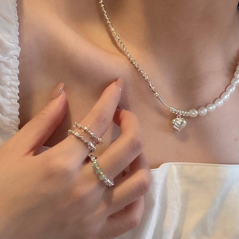 Korean Fashion Pearl Silver Necklace - Trendha