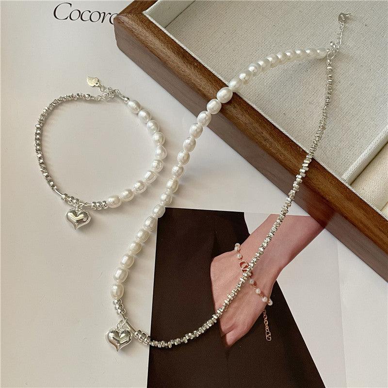 Korean Fashion Pearl Silver Necklace - Trendha