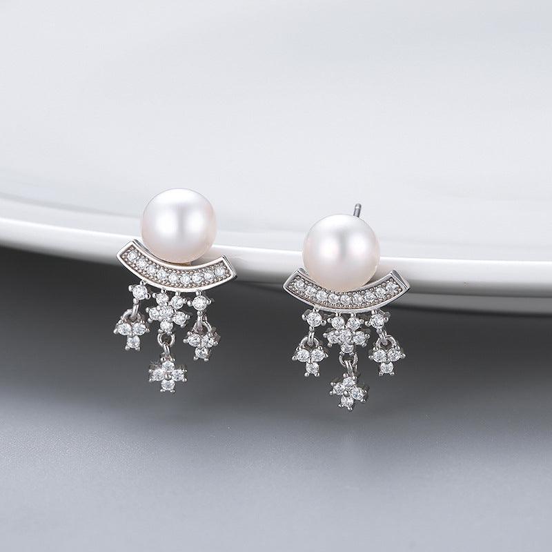 Korean Style Long Snowflake Earrings - Trendha