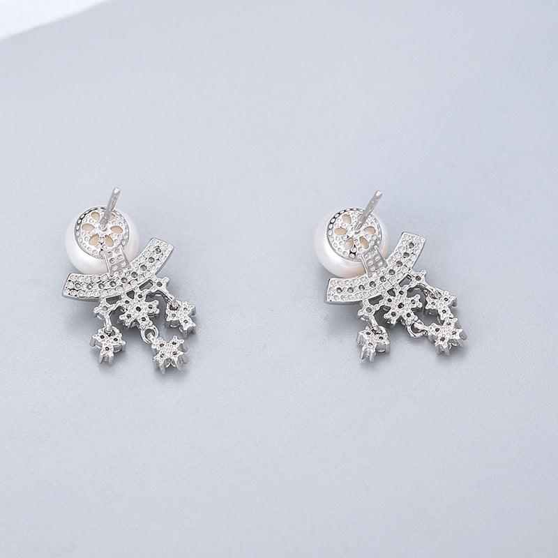 Korean Style Long Snowflake Earrings - Trendha