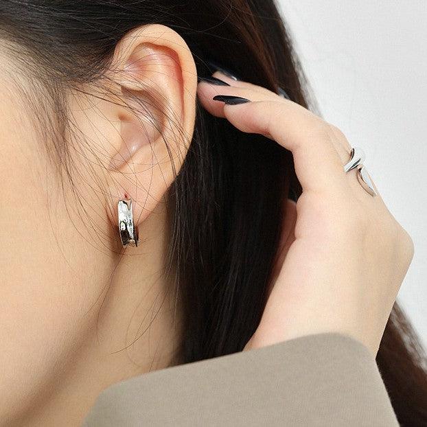 Korean Version Of Ins Geometric Circle Smooth S925 Sterling Silver Earrings For Women - Trendha