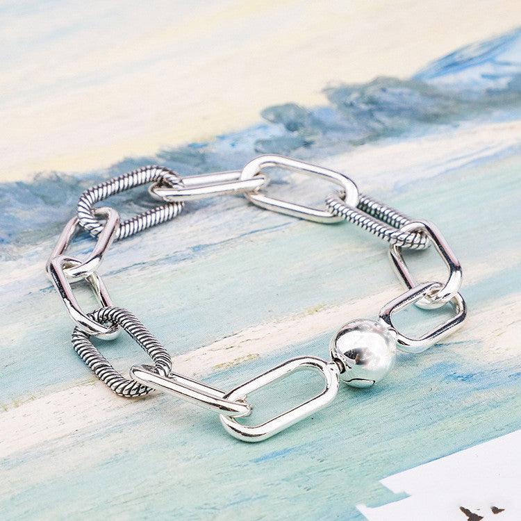 Ladies Fashion Silver Bracelet Tie Interweave Beads - Trendha