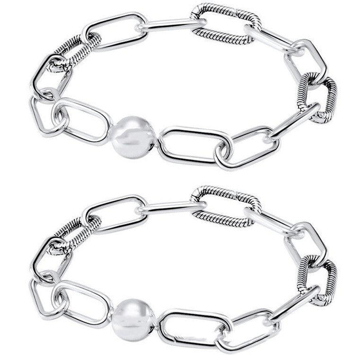 Ladies Fashion Silver Bracelet Tie Interweave Beads - Trendha