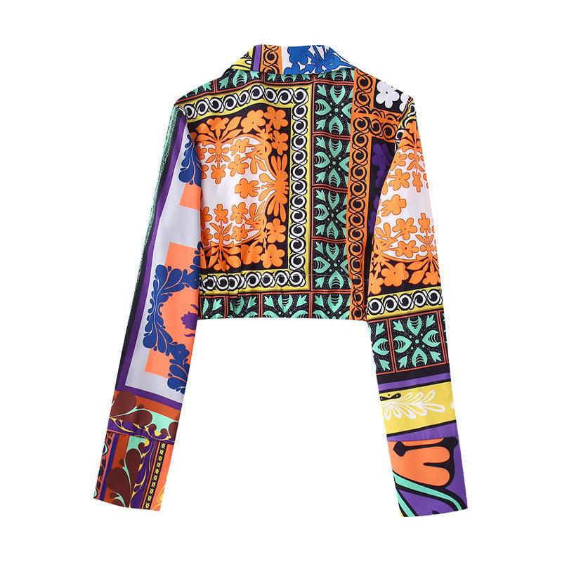 Lapel Print Shirt Women's Section Decoration Skirt Suit - Trendha