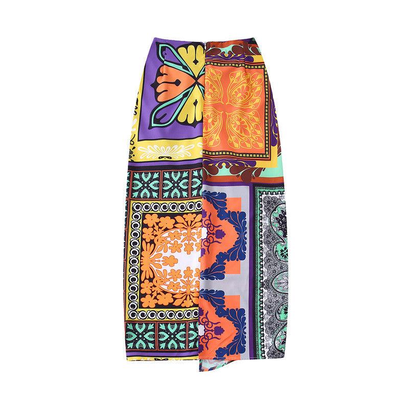 Lapel Print Shirt Women's Section Decoration Skirt Suit - Trendha