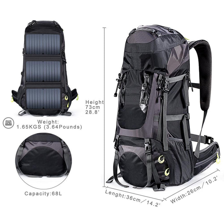 Large Capacity 68L Solar Waterproof Mountaineering Bag - Trendha
