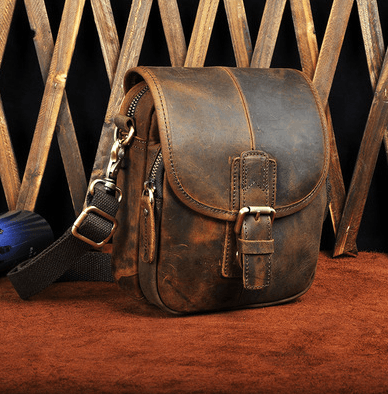 Leather Fanny Pack Head Layer Cowhide Mini One Shoulder Crossbody Bag - Trendha