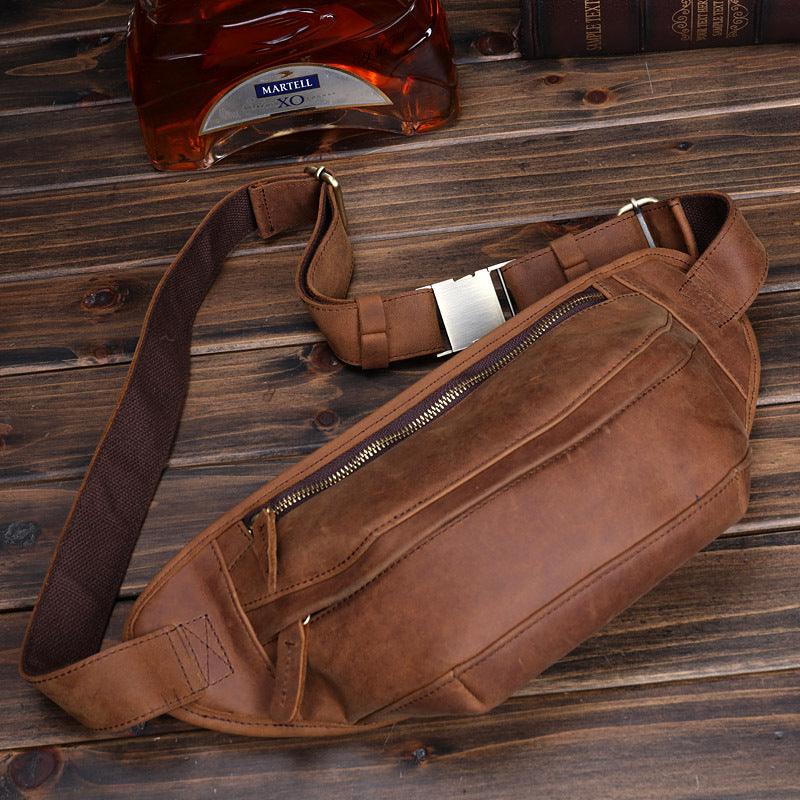 Leather Men's Crossbody Sports Phone Bag - Trendha