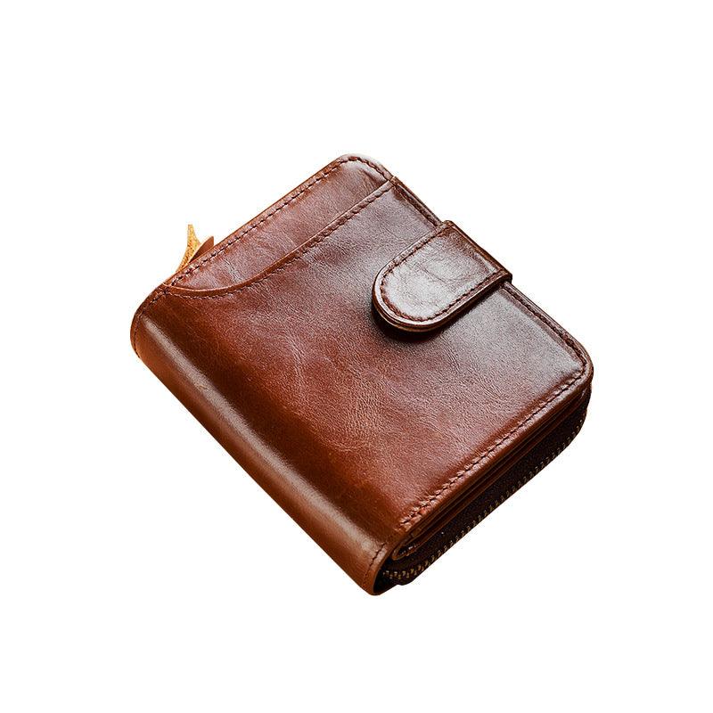 Leather Men's First Layer Short Wallet Multiple Card Slots - Trendha