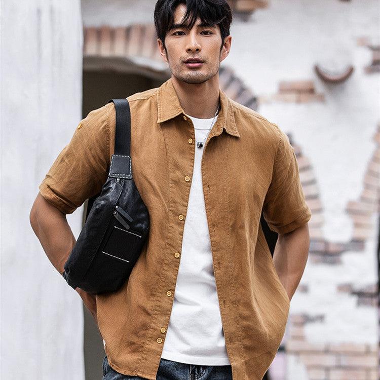 Leather Men's Tide Brand First Layer Cowhide Casual Crossbody Bag - Trendha