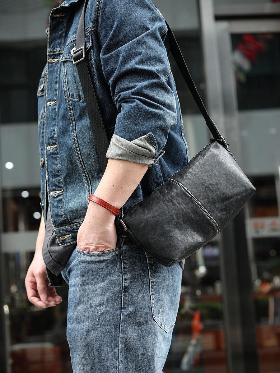 Light Casual Men's Leather Shoulder Messenger Bag - Trendha