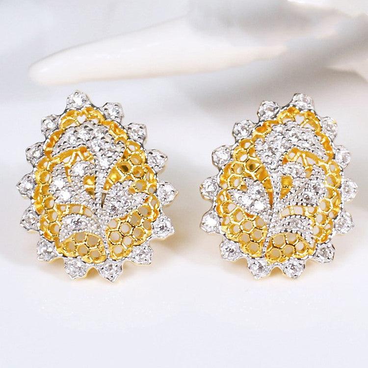 Light Luxury Customized 925 Silver Gold Honeycomb Vine Earrings - Trendha