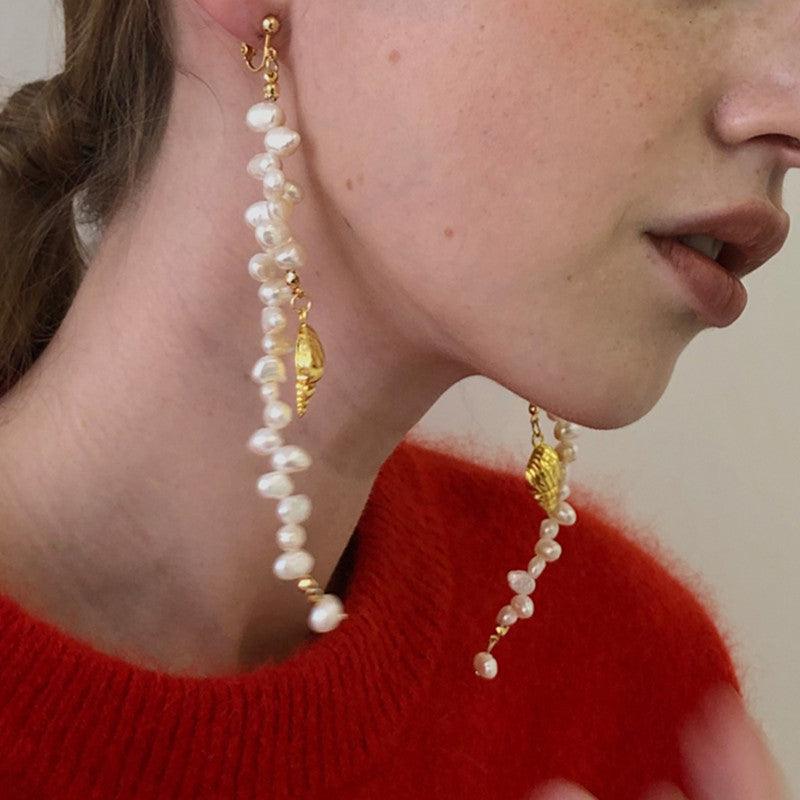 Long Pearl-Style Drop Earrings or Ear Clips