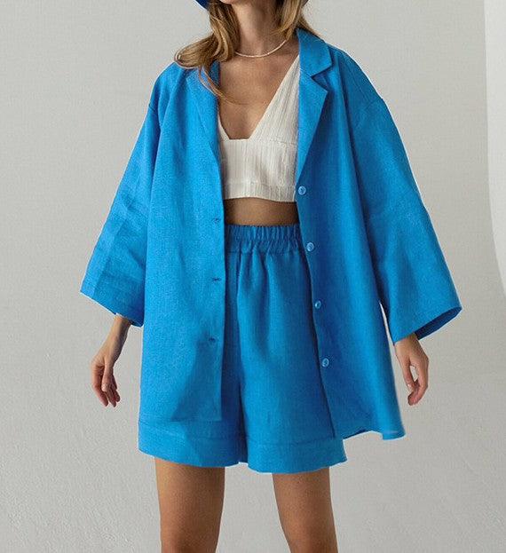 Loose Cotton Shirt & Shorts Set