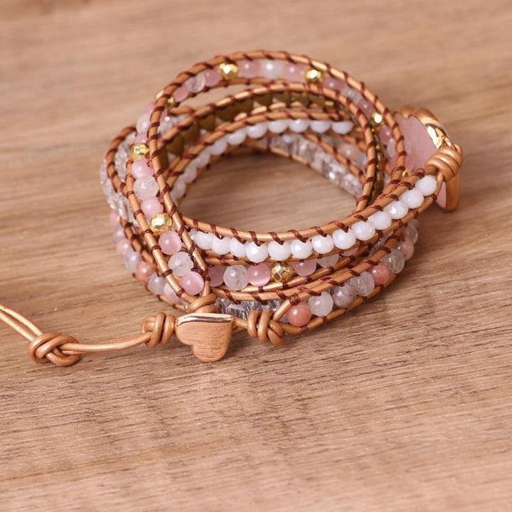 Love Pink Crystal Chip Braided Bracelets Creative Multi-layered Jewelry - Trendha