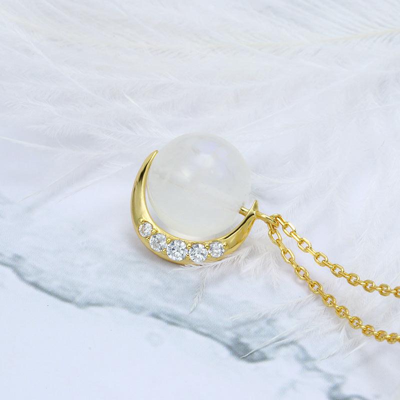 Maiden Moonlight Stone Moon Necklace - Trendha