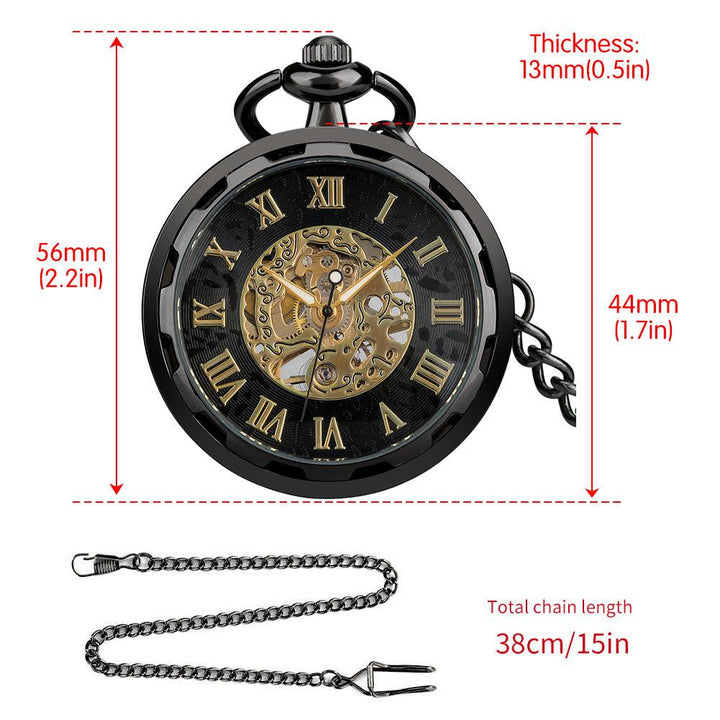 Manual Manipulator Pocket Watch Hollow Movement Roman Literal - Trendha