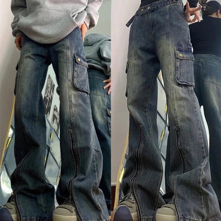 Men's And Women's Fashion Simple Vintage Straight Jeans - Trendha