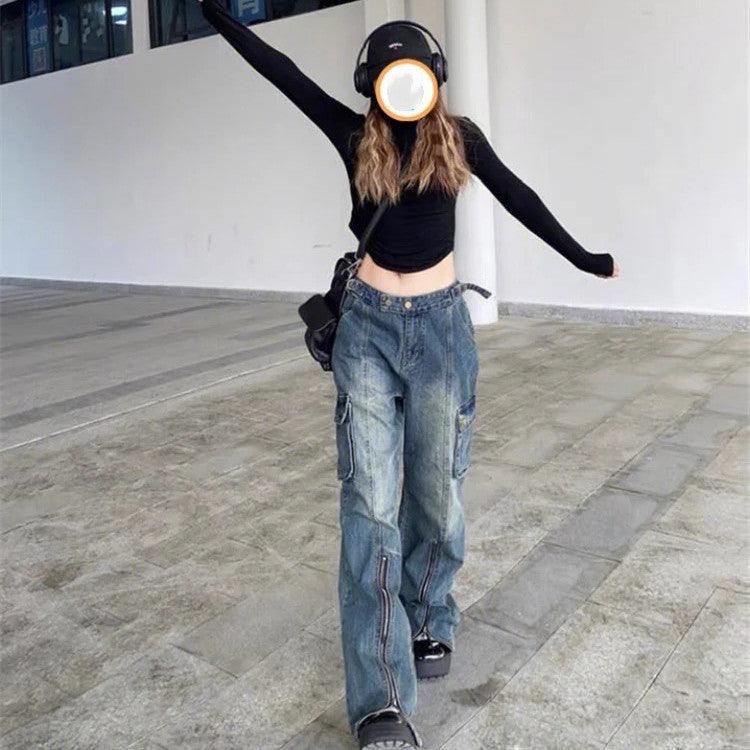 Men's And Women's Fashion Simple Vintage Straight Jeans - Trendha