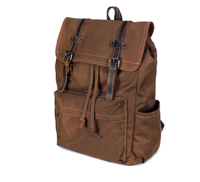 Men's Backpack Vintage Crazy Horse Leather Outdoor Travel Canvas Bag - Trendha