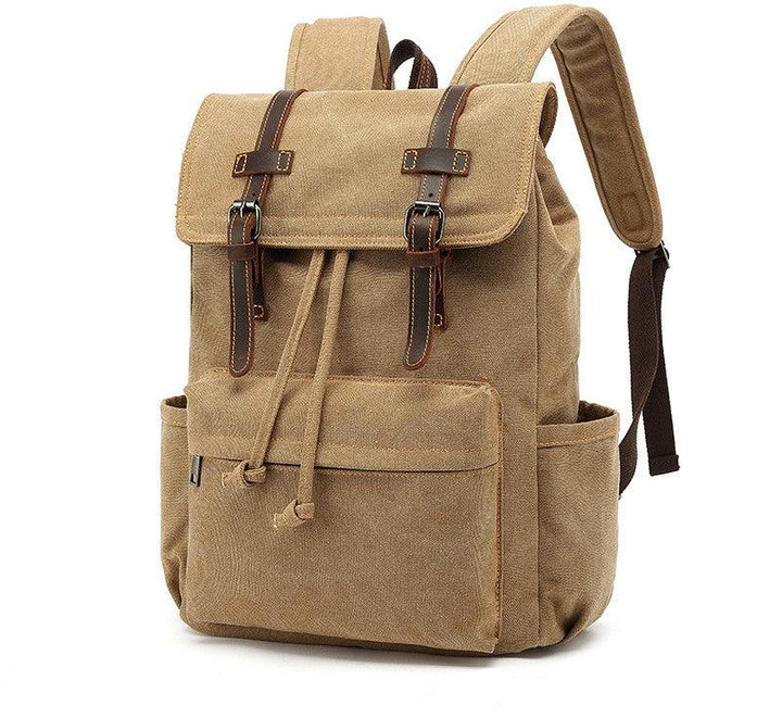 Men's Backpack Vintage Crazy Horse Leather Outdoor Travel Canvas Bag - Trendha