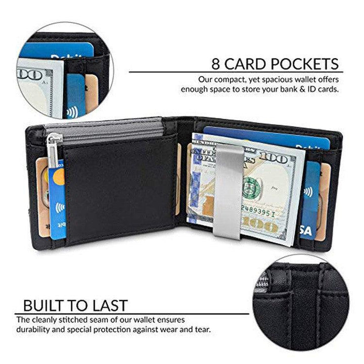 Men's Card Holder Fiber Leather Money Clip Wallet - Trendha