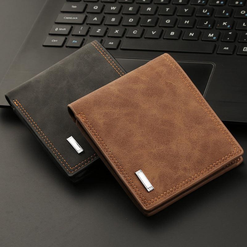 Men's Compact Wallet With Zipper And Multiple Card Slots - Trendha