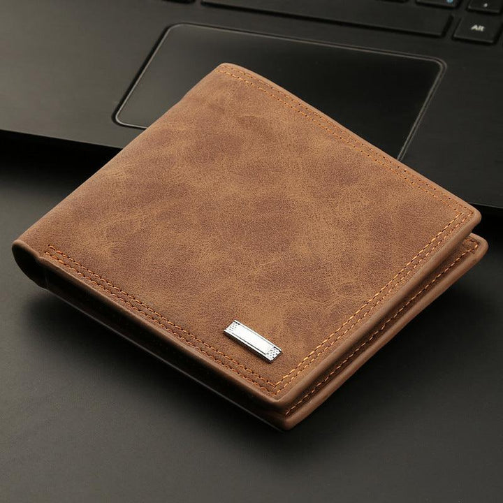 Men's Compact Wallet With Zipper And Multiple Card Slots - Trendha