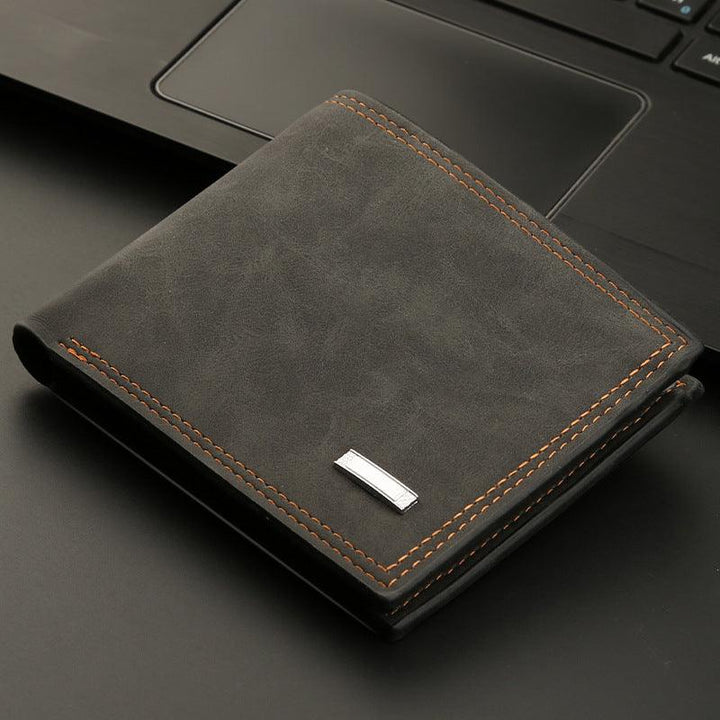 Men's Compact Wallet With Zipper And Multiple Card Slots - Trendha