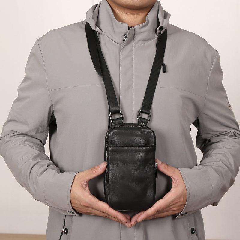 Men's Cowhide One Shoulder Oblique Straddle Bag - Trendha