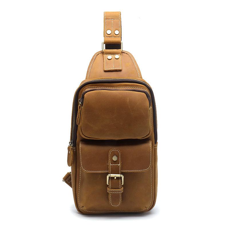 Men's Crazy Horseskin Handmade One-shoulder Messenger Bag - Trendha