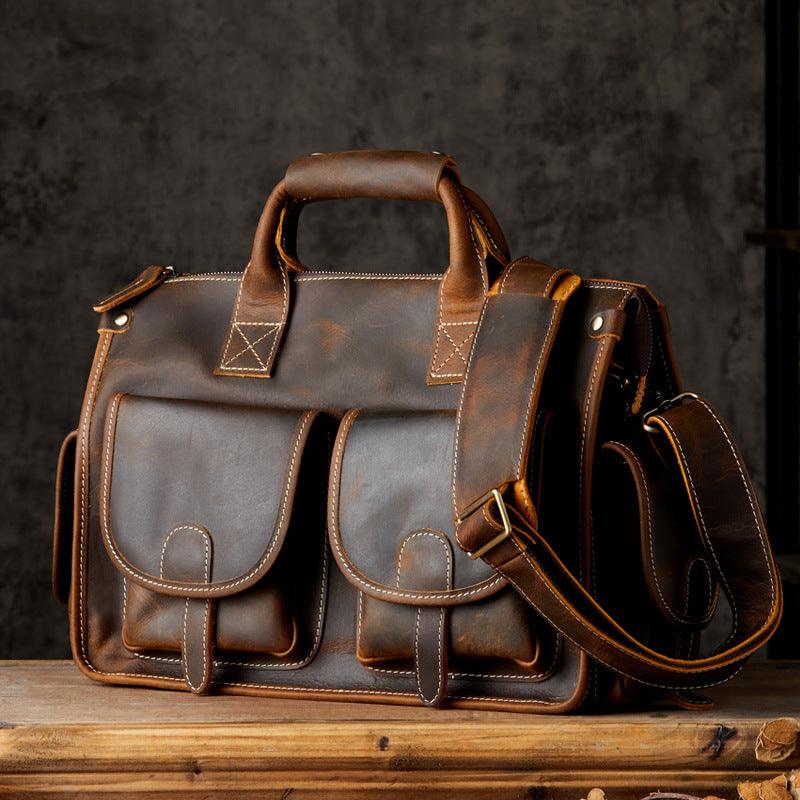Men's Fashion Personality Leather Postman Handbag - Trendha