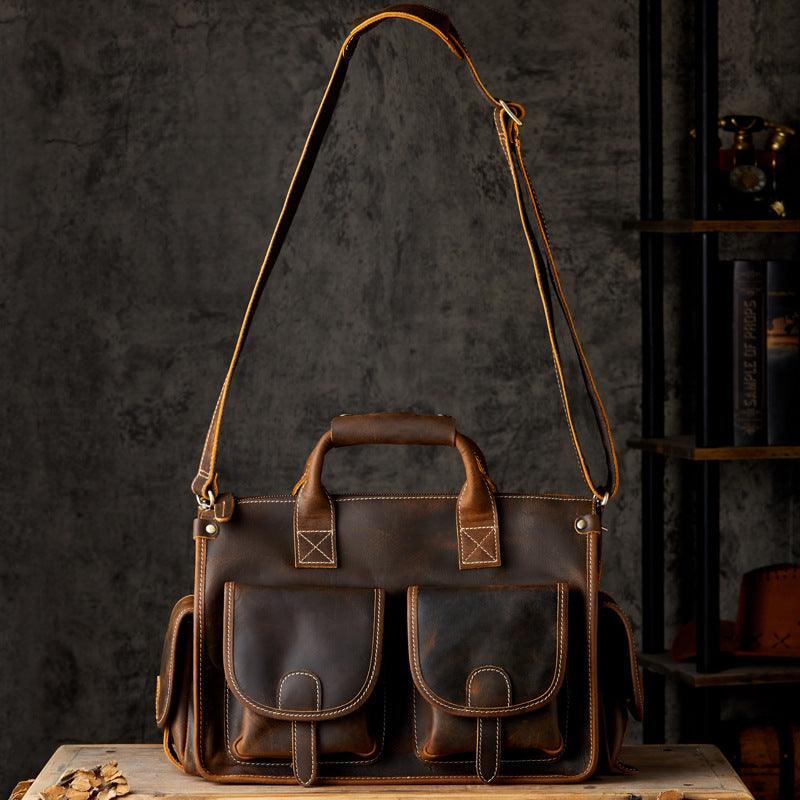 Men's Fashion Personality Leather Postman Handbag - Trendha