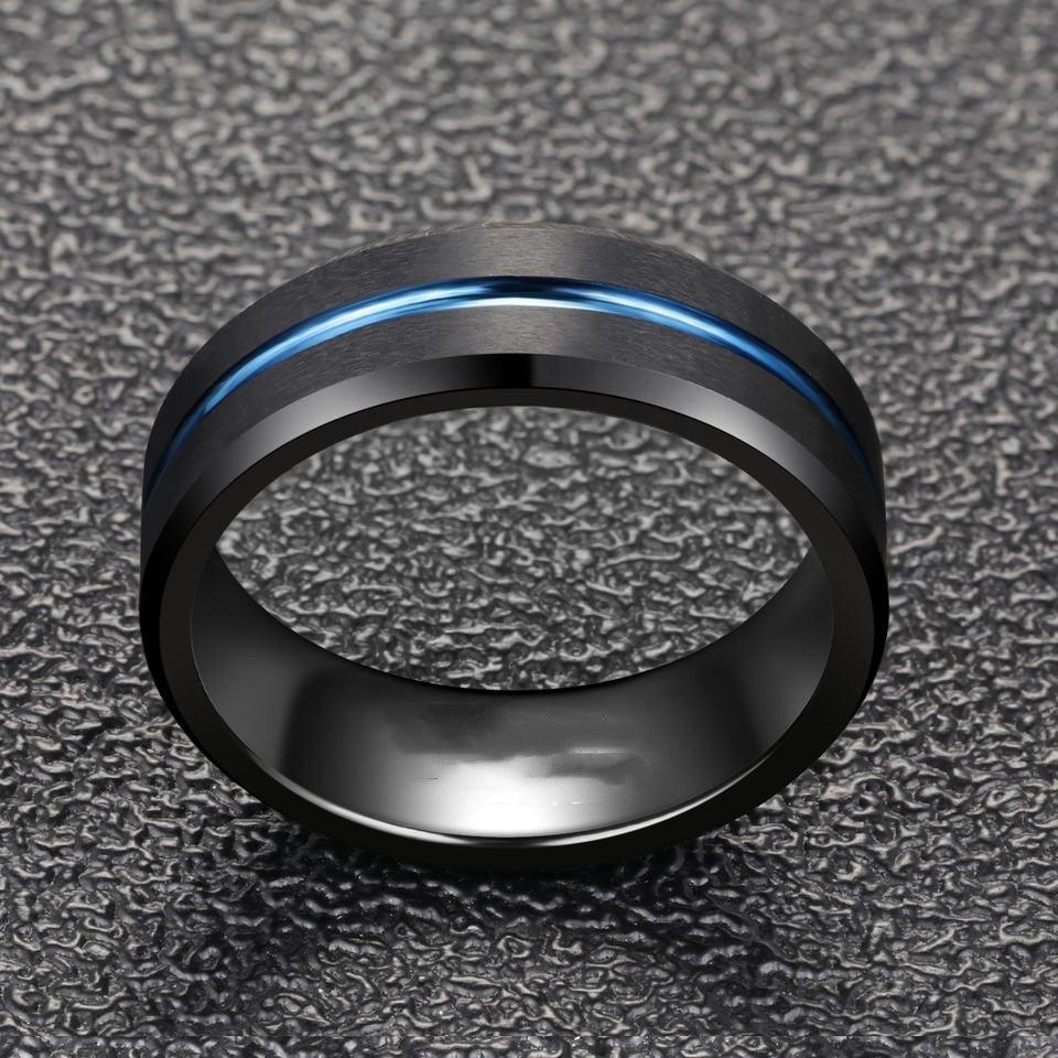 Men's Fashion Simple Flat Black Tungsten Steel Ring - Trendha