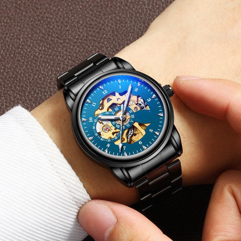Men's Fashion Simple Leather Waterproof Luminous Mechanical Watch - Trendha
