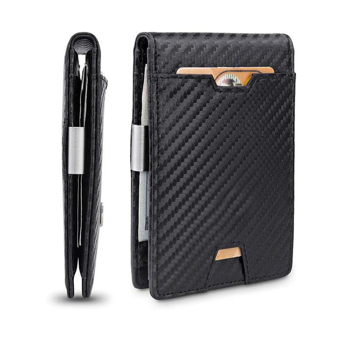 Men's Genuine Leather Carbon Fiber Wallet With Multiple Card Slots - Trendha