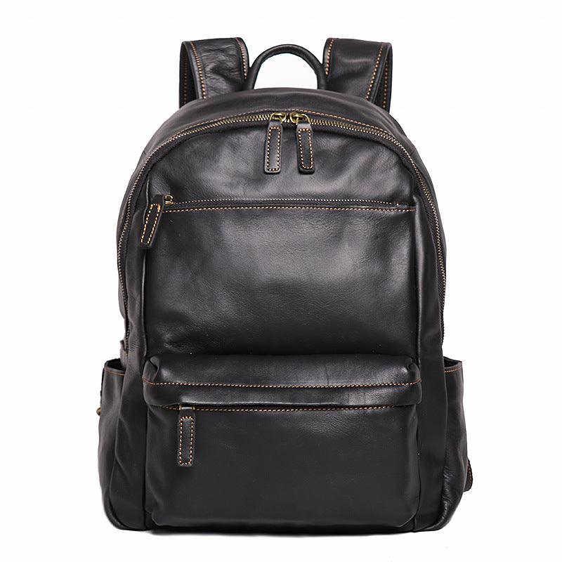 Men's Leather 14-inch Computer Backpack Outdoor Travel Bag - Trendha